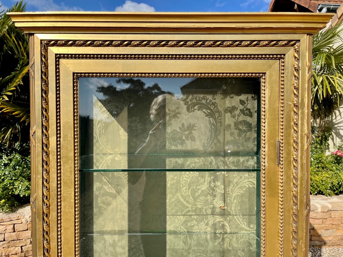 Louis XVI Style Showcase In Golden Wood-photo-3