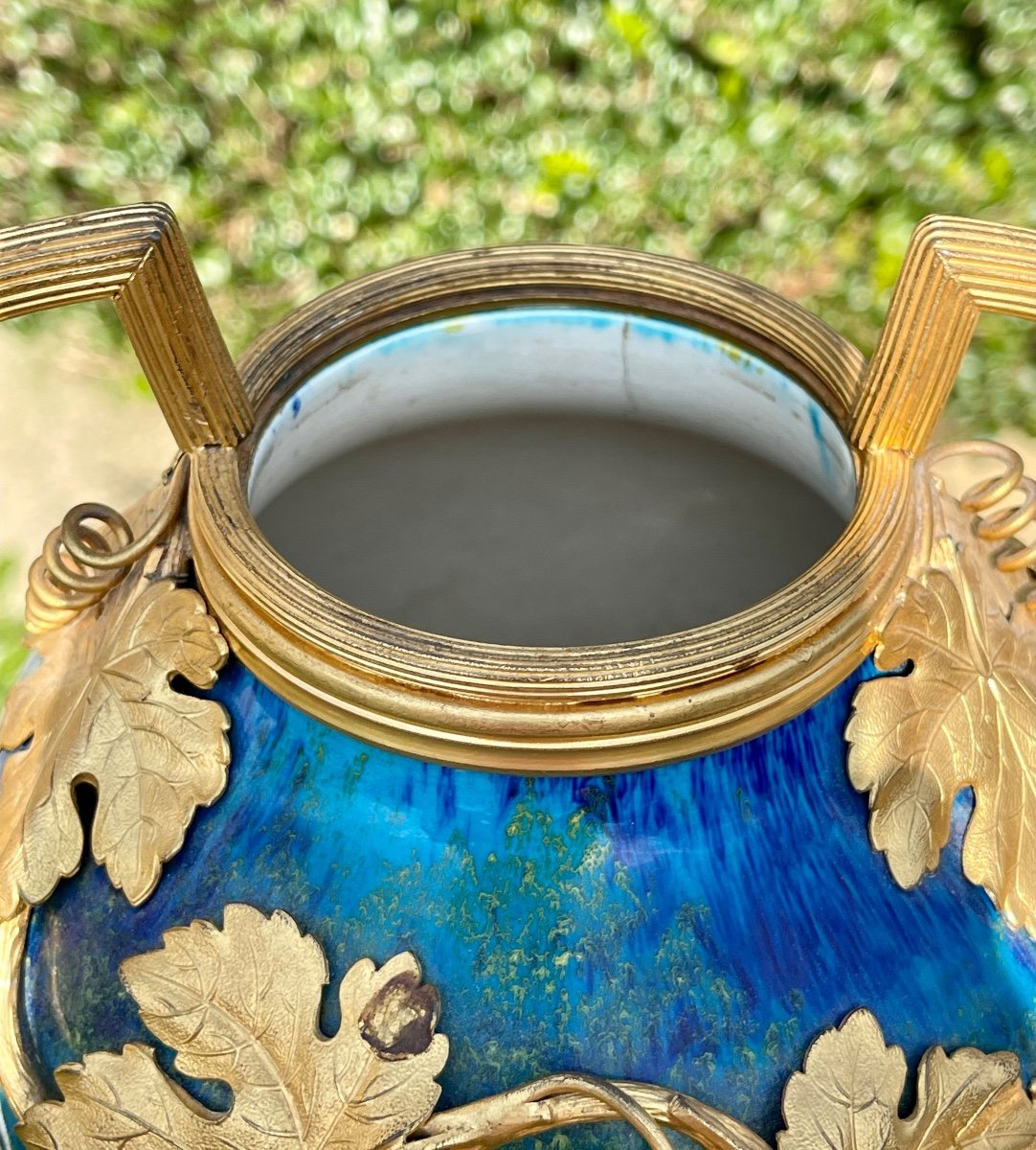Attri. Paul Milet - Sèvres Porcelain & Bronze Vase-photo-3