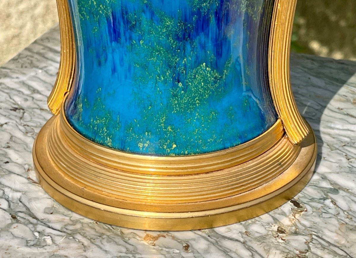 Attri. Paul Milet - Sèvres Porcelain & Bronze Vase-photo-4