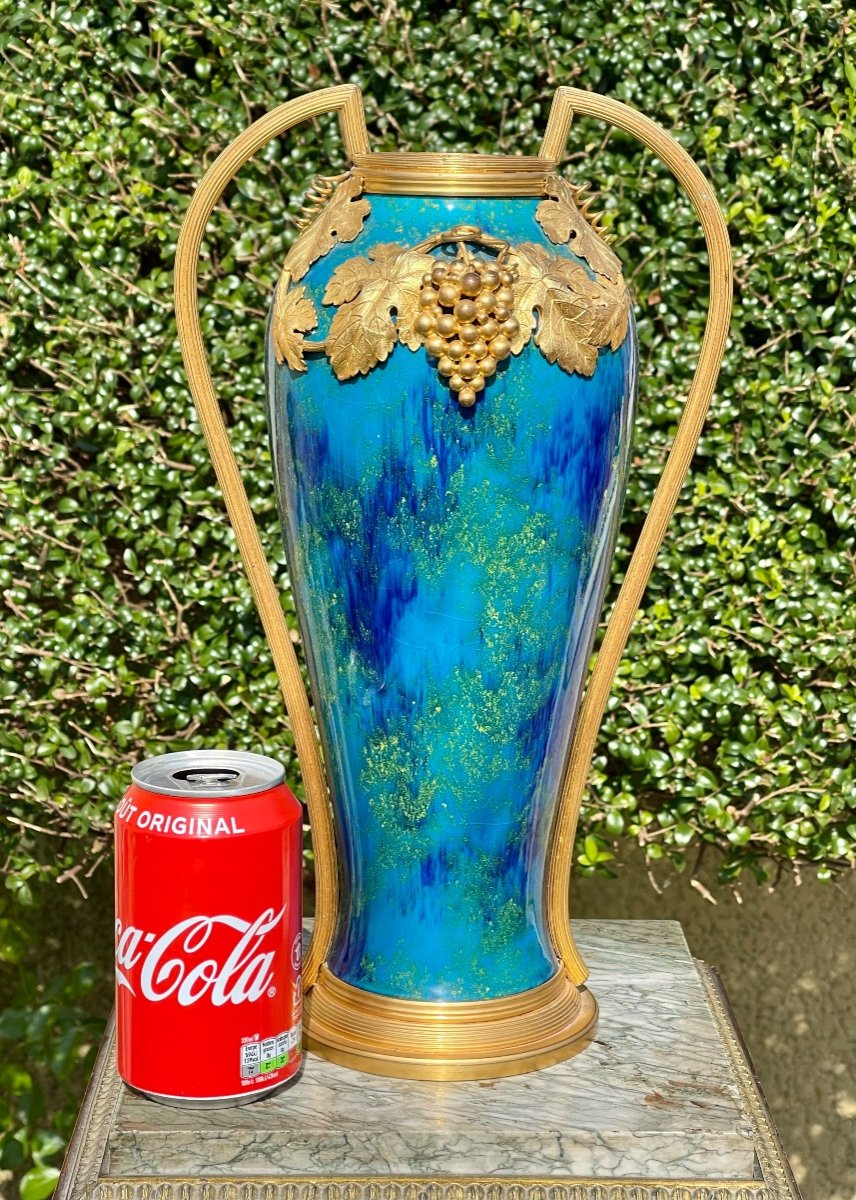 Attri. Paul Milet - Sèvres Porcelain & Bronze Vase-photo-6