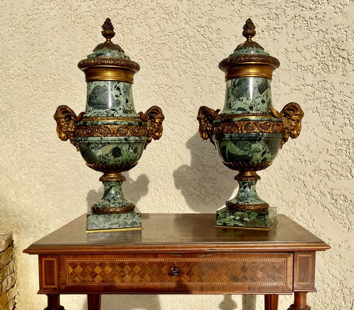 Pair Of Vases In Marble And Bronze Napoleon III-photo-2