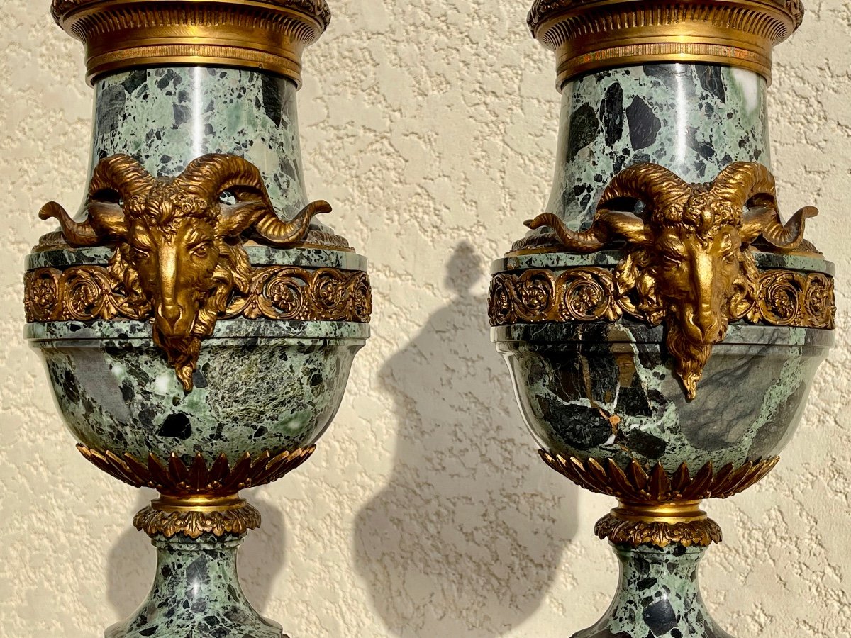 Pair Of Vases In Marble And Bronze Napoleon III-photo-6