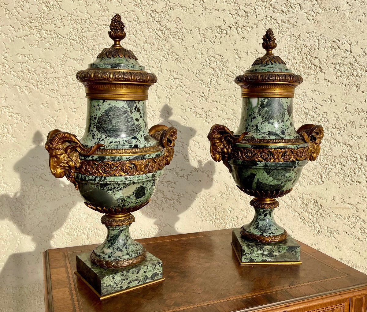 Pair Of Vases In Marble And Bronze Napoleon III