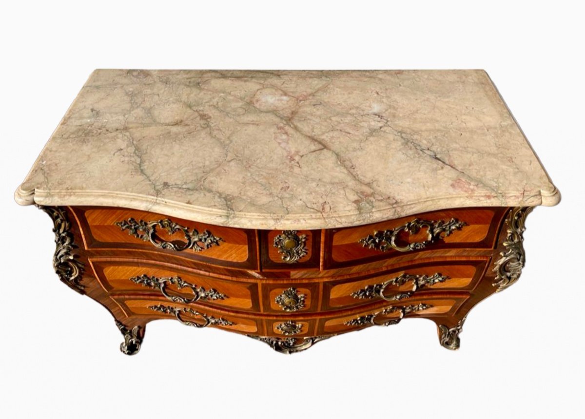 Commode Coiffeuse en Marqueterie & Bronze Style Louis XV-photo-4