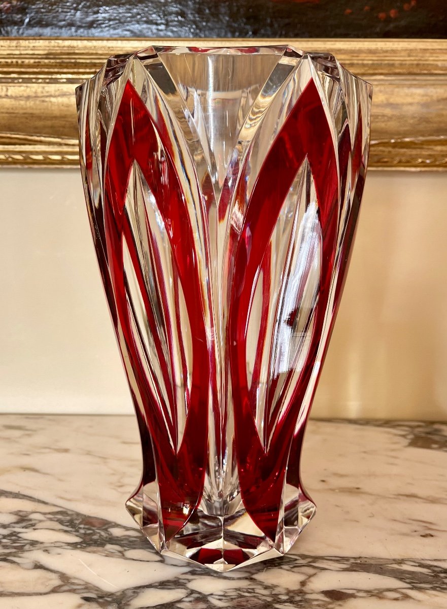 Saint Louis - Red Lined Crystal Vase-photo-2