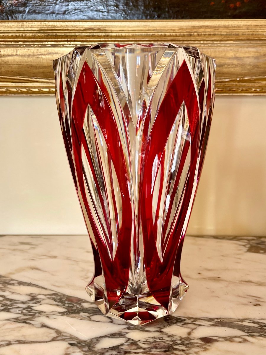 Saint Louis - Red Lined Crystal Vase-photo-1