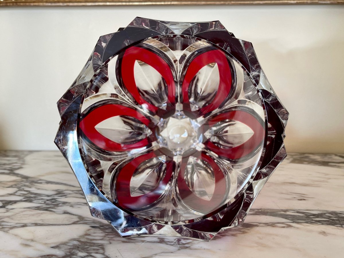 Saint Louis - Red Lined Crystal Vase-photo-3
