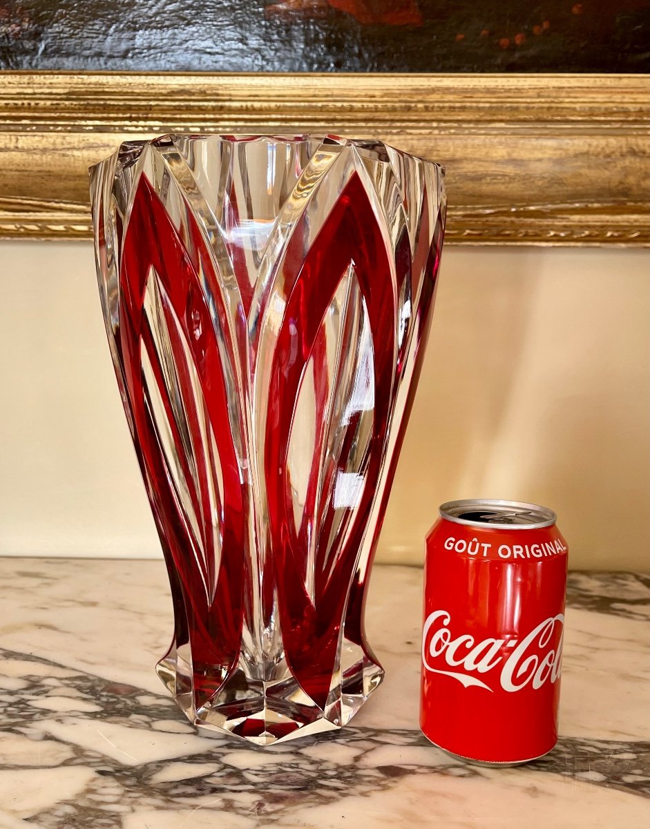 Saint Louis - Red Lined Crystal Vase-photo-6