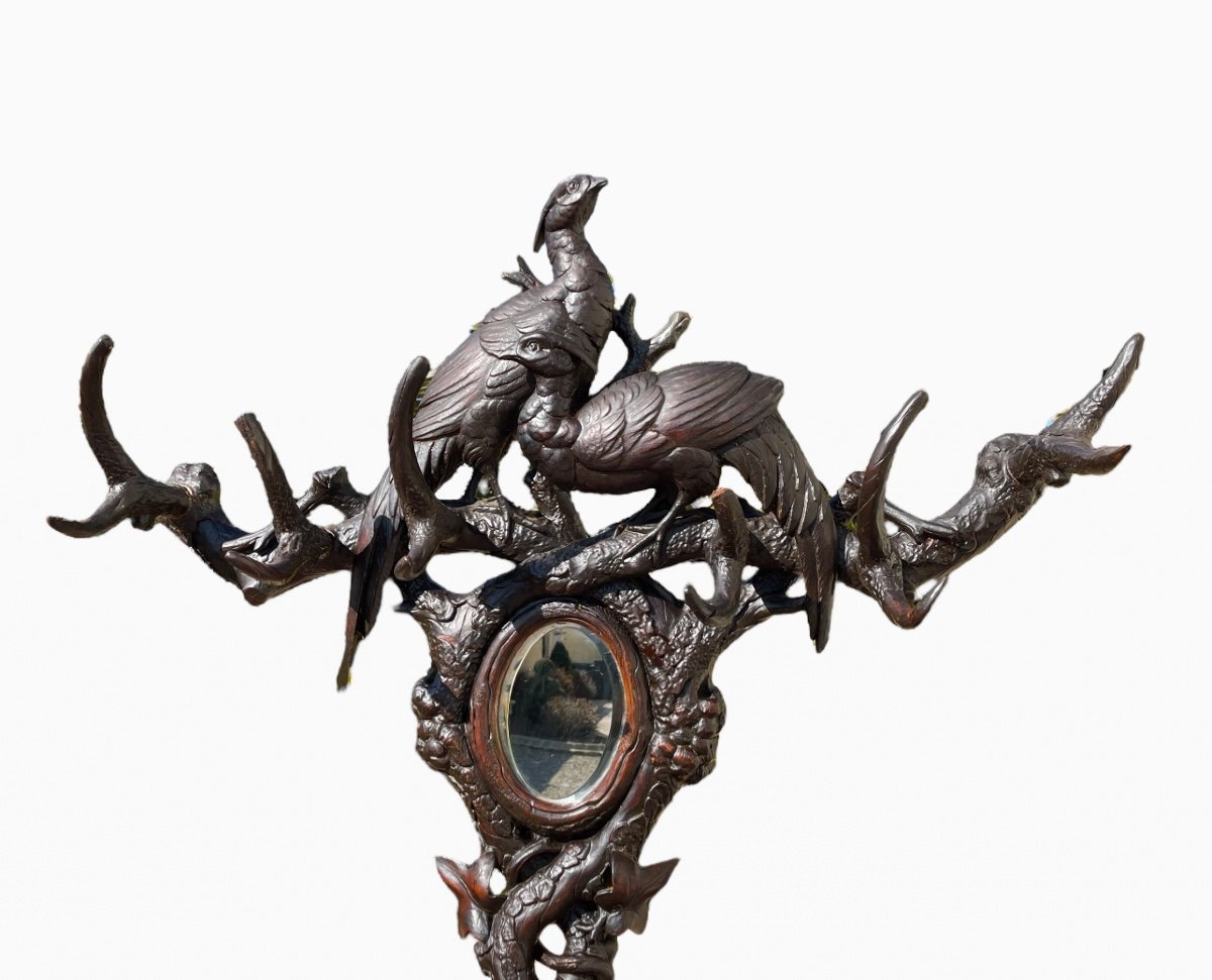 Black Forest - Rare Coat Rack With Dog & Pheasants-photo-2