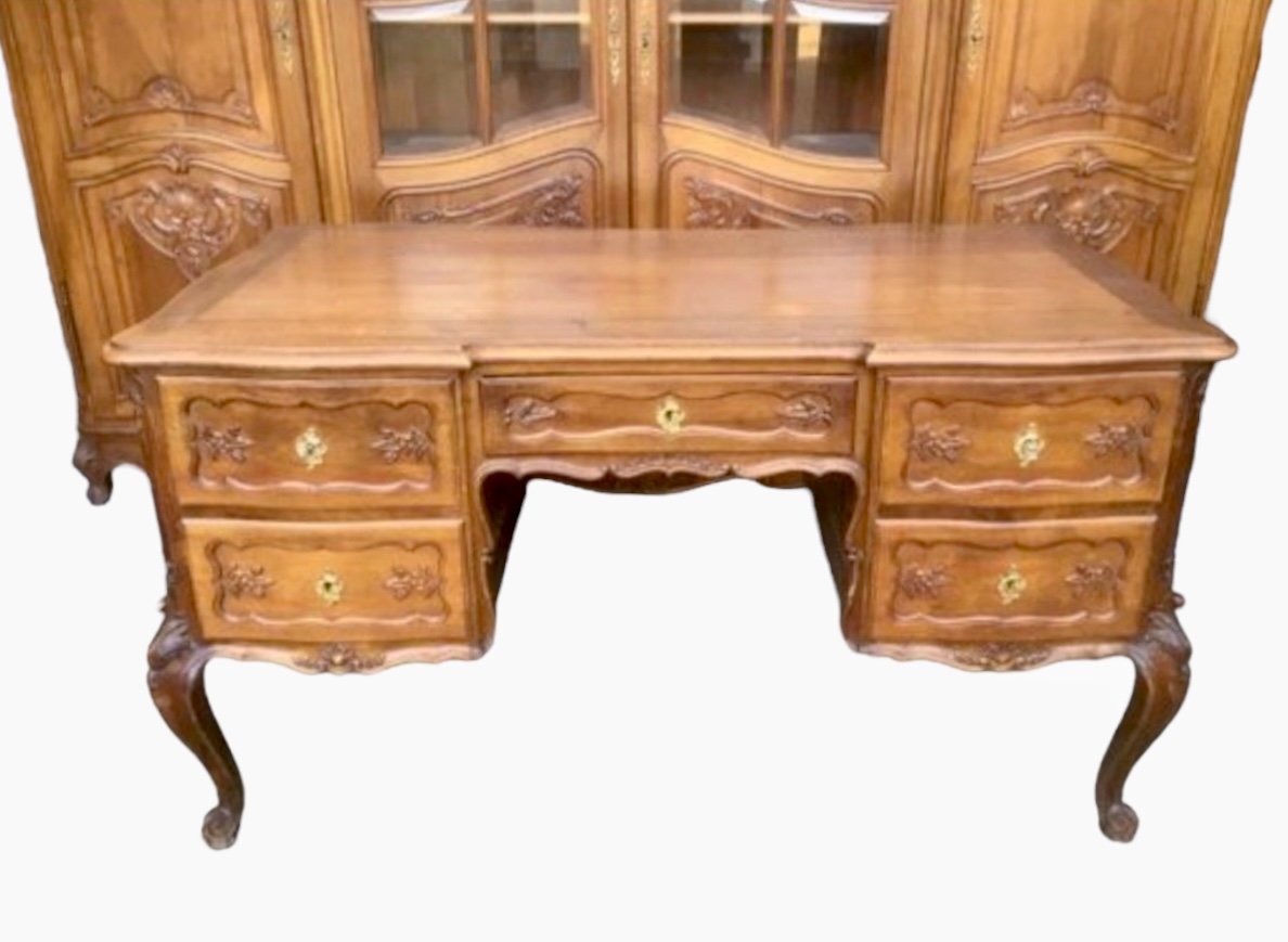Louis XV Style Walnut Desk Set-photo-3