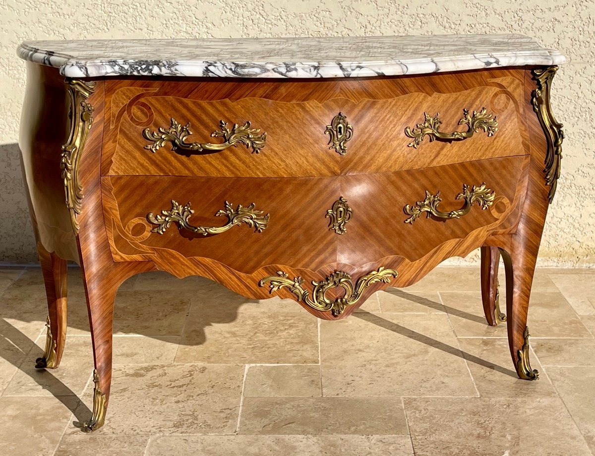Mercier In Paris - Chest Of Drawers In Marquetry & Bronze Louis XV Style