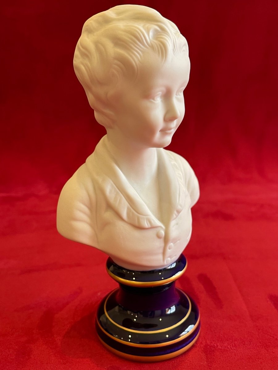 Limoges - Small Biscuit Bust By Alexandre Brongniard After Houdon-photo-1