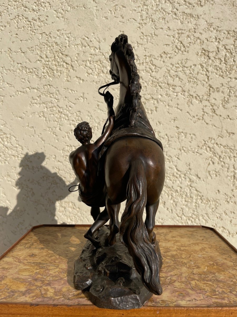 COUSTOU - Sculpture en Bronze XIX / Cheval de Marly -photo-3