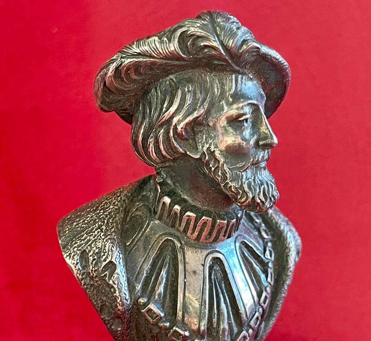 HENRI IV - Sceau à Cacheter en Bronze Argenté -photo-2