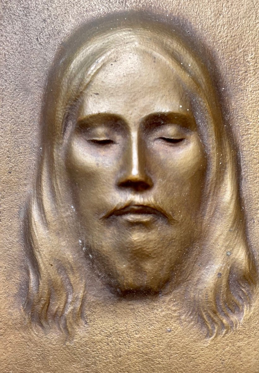 Louis SOSSON - Plaque en Bronze Représentant le Christ-photo-2