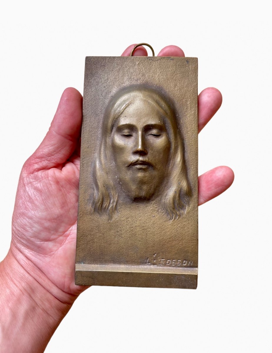 Louis SOSSON - Plaque en Bronze Représentant le Christ-photo-4