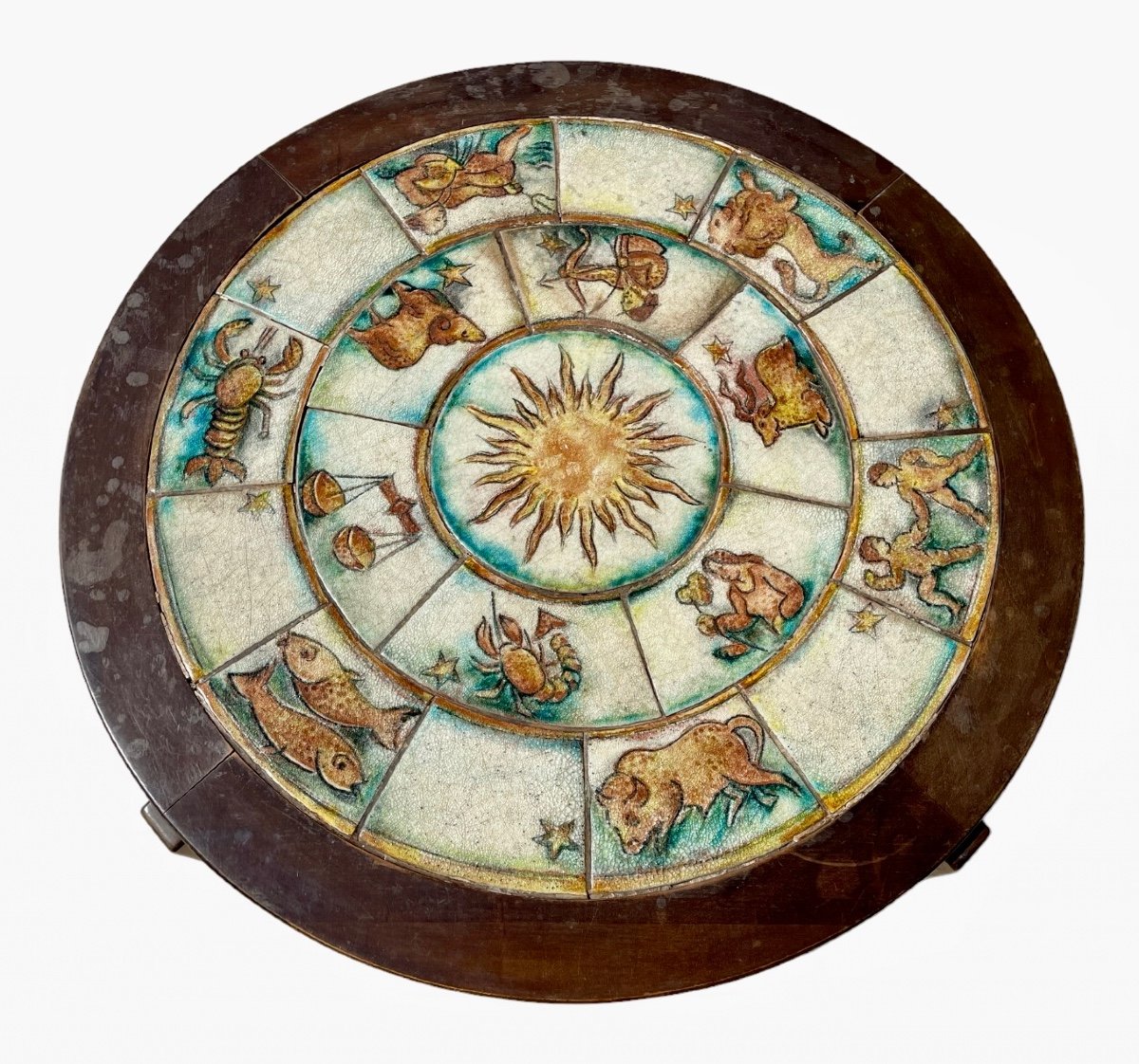 Attr. Roger Capron - Ceramic Coffee Table, The Signs Of The Zodiac-photo-2