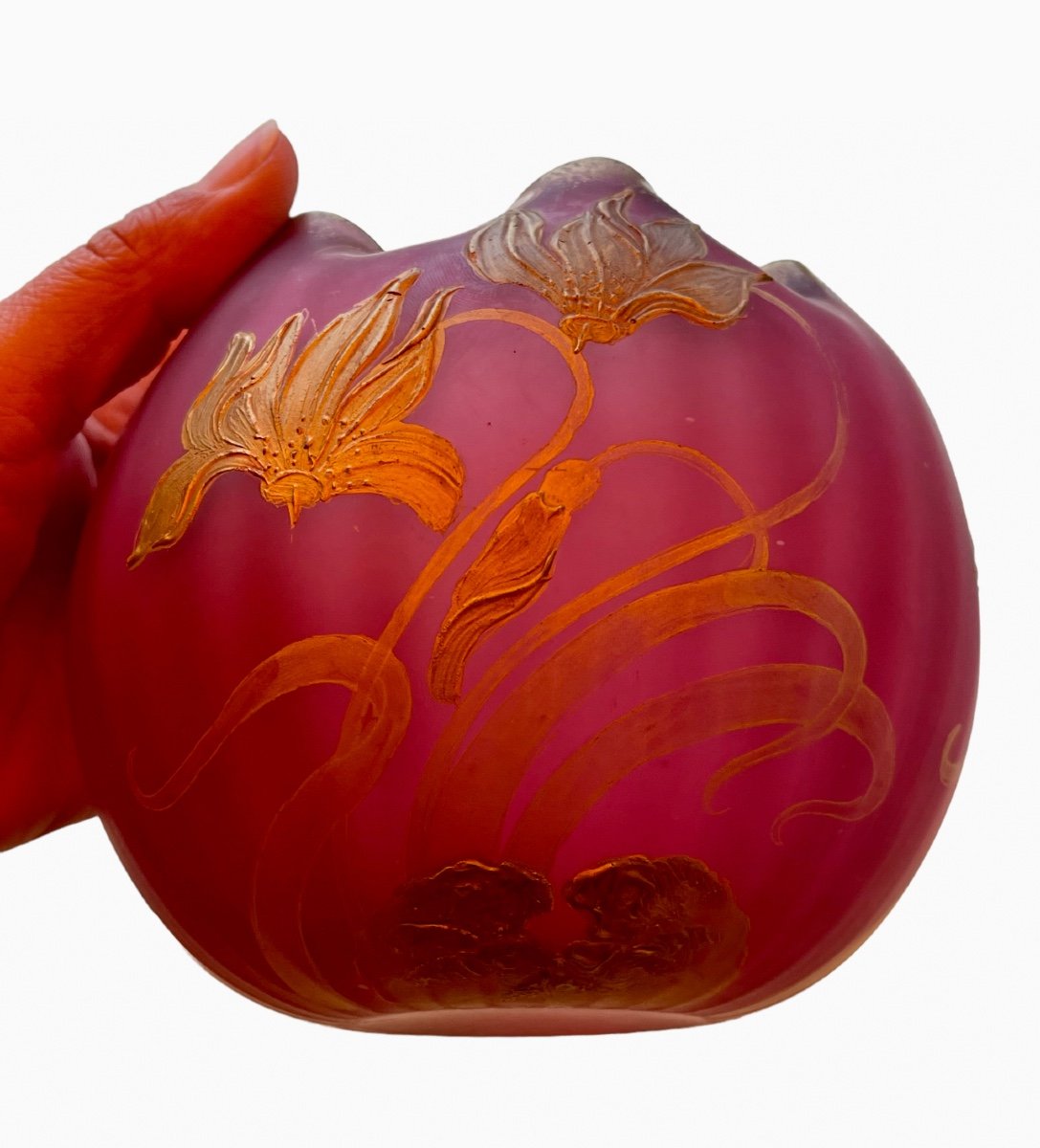 Attr. Montjoye - Glass Paste Ball Vase-photo-7
