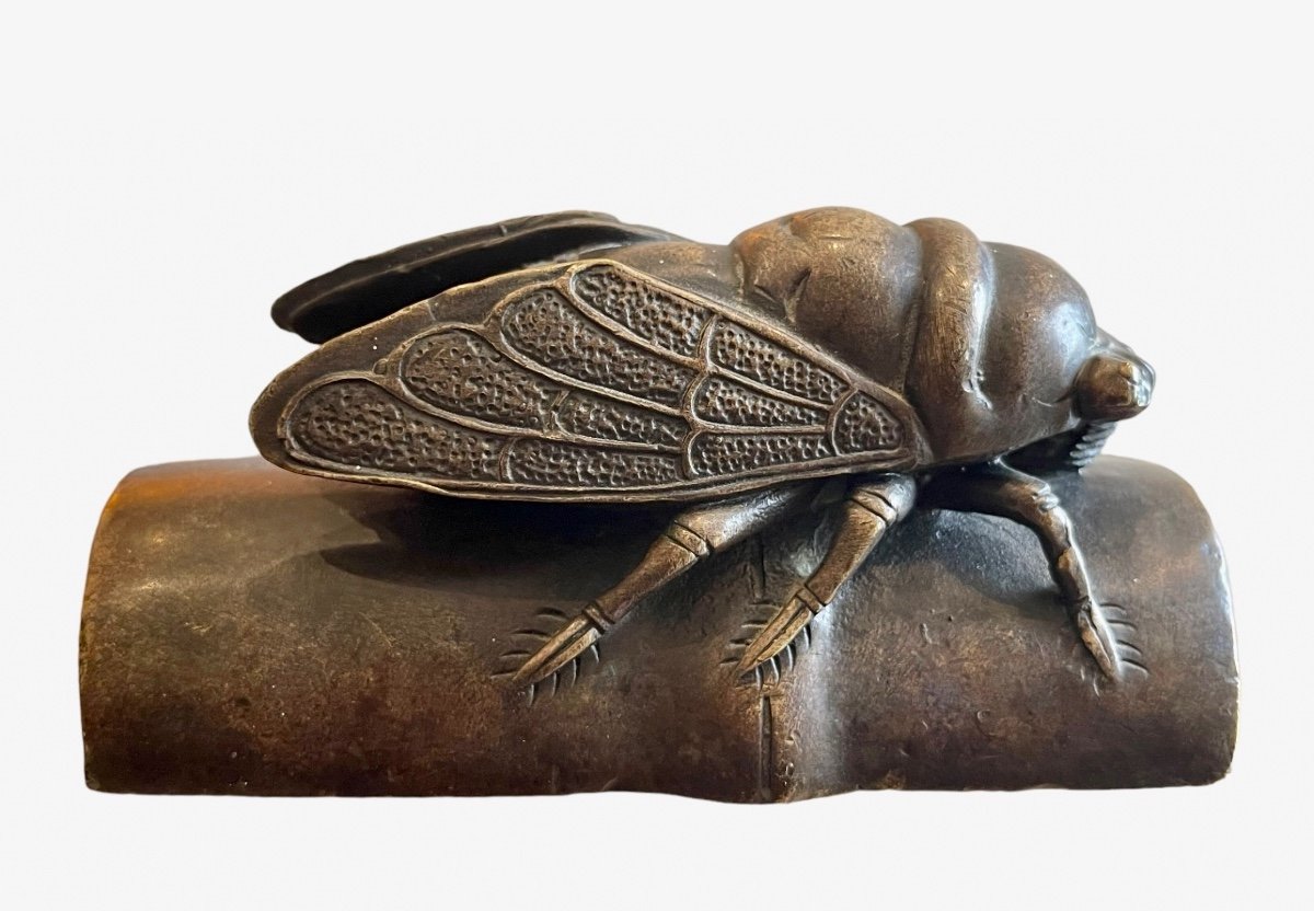Bronze, Cicada On Bamboo - Caligrapher's Weight-photo-2