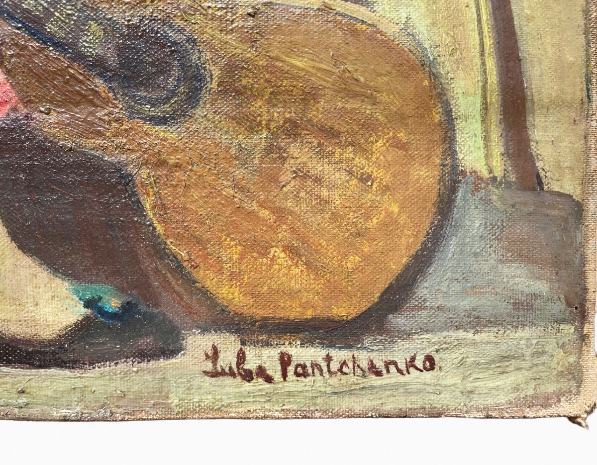 Luba Pantchenko - Pierrot And His Guitar, Oil On Canvas-photo-4