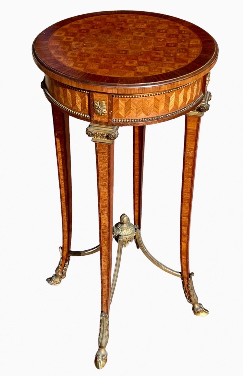 Small Napoleon III Marquetry Pedestal Table-photo-2