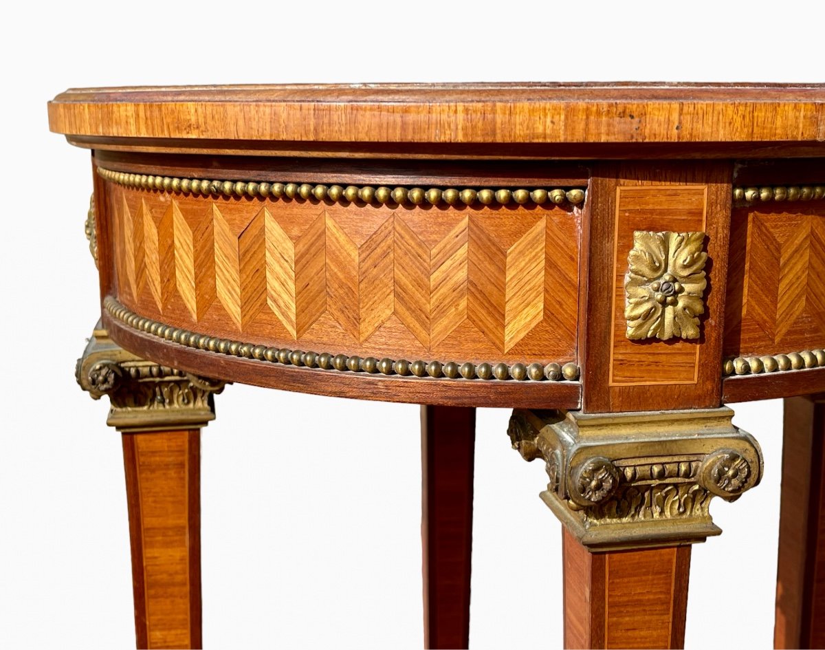 Small Napoleon III Marquetry Pedestal Table-photo-4
