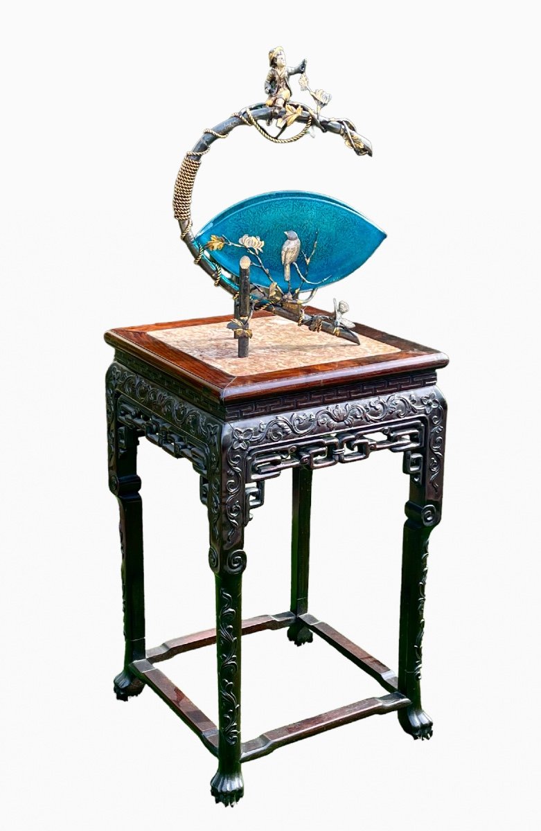 Jardinière de Table en Bronze et Verre -photo-7