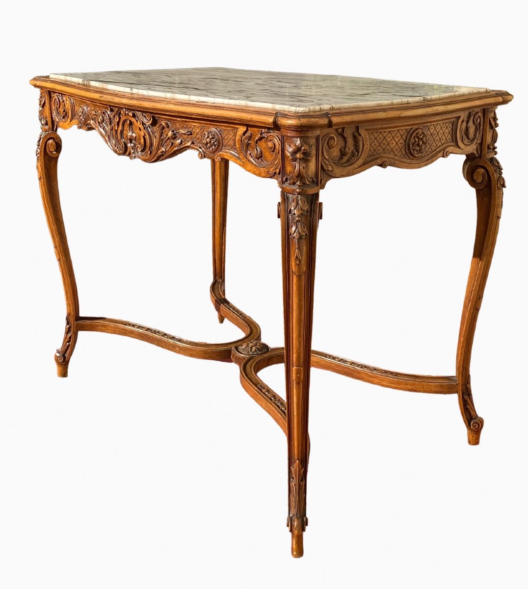 Louis XV Style Walnut Coffee Table-photo-4