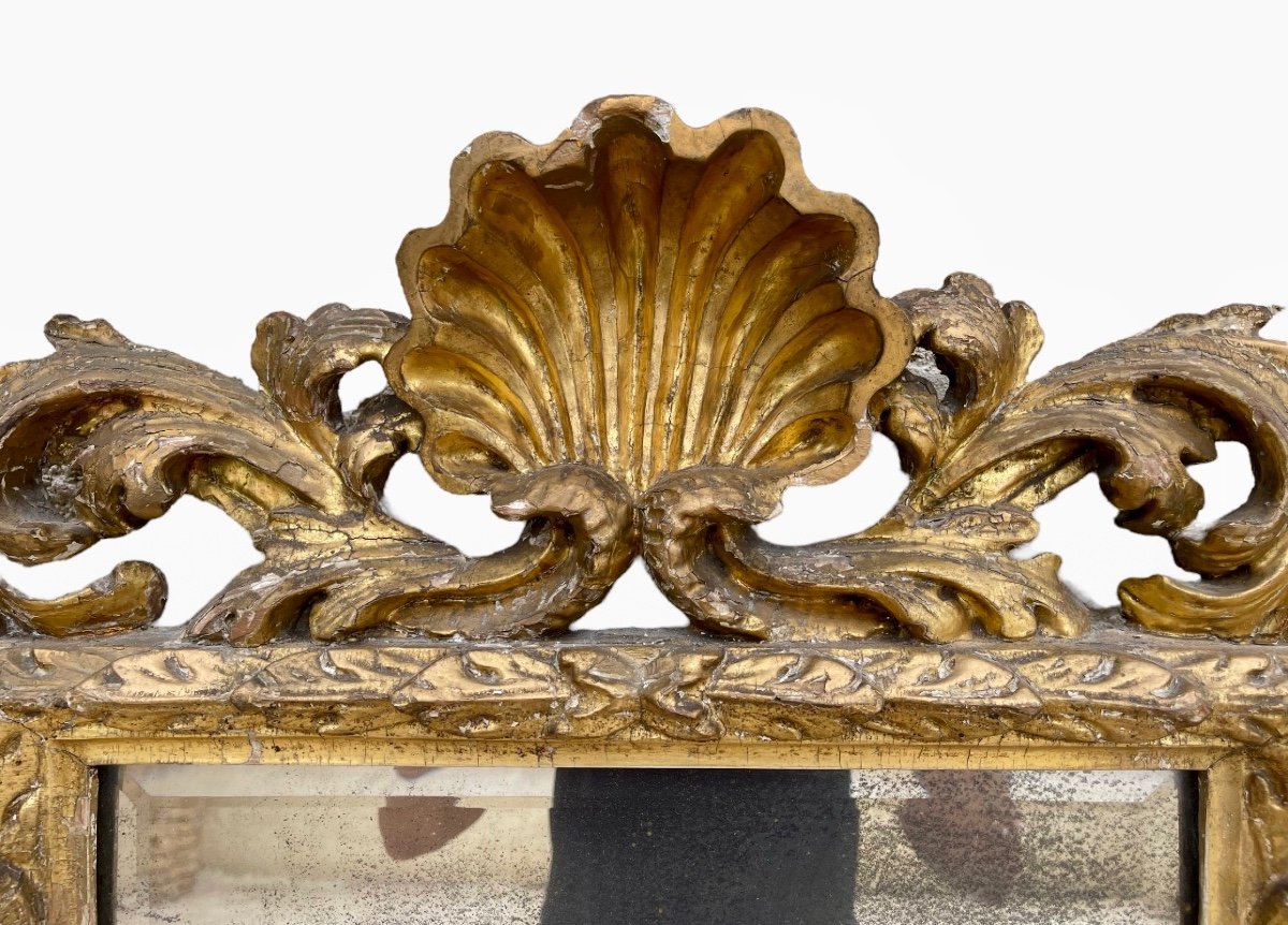 17th Century - Rocaille Mirror In Golden Wood-photo-3