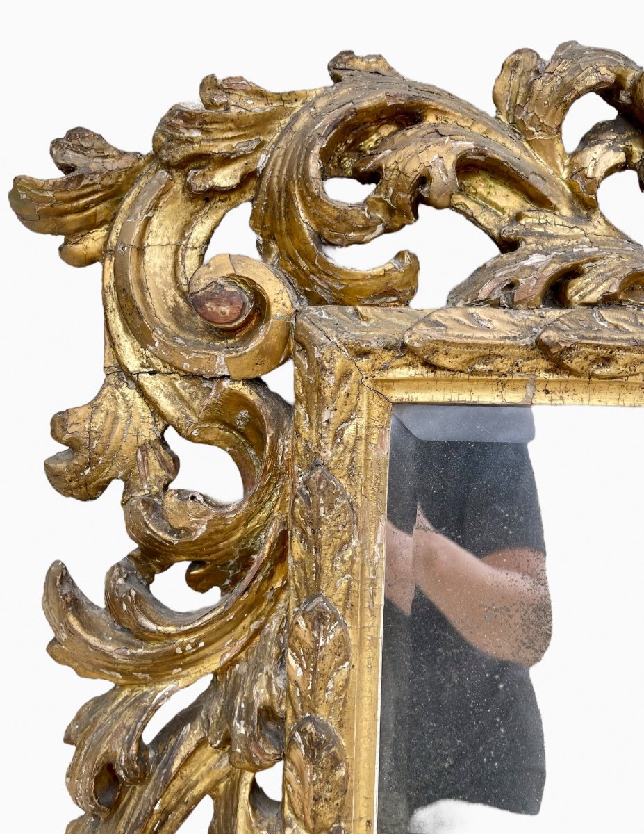 17th Century - Rocaille Mirror In Golden Wood-photo-4