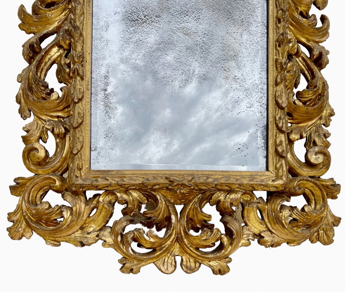 17th Century - Rocaille Mirror In Golden Wood-photo-1