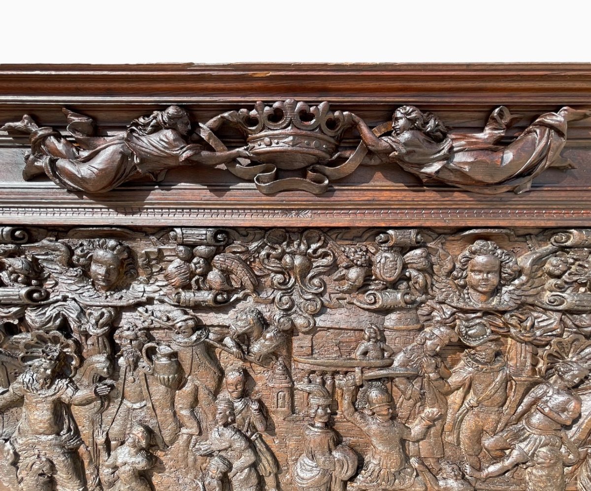 XVIe Siècle - Bas Relief en Chêne Sculpté -photo-2