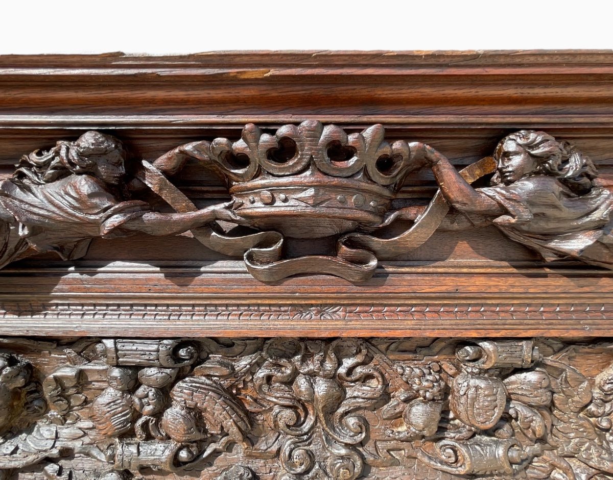 XVIe Siècle - Bas Relief en Chêne Sculpté -photo-3