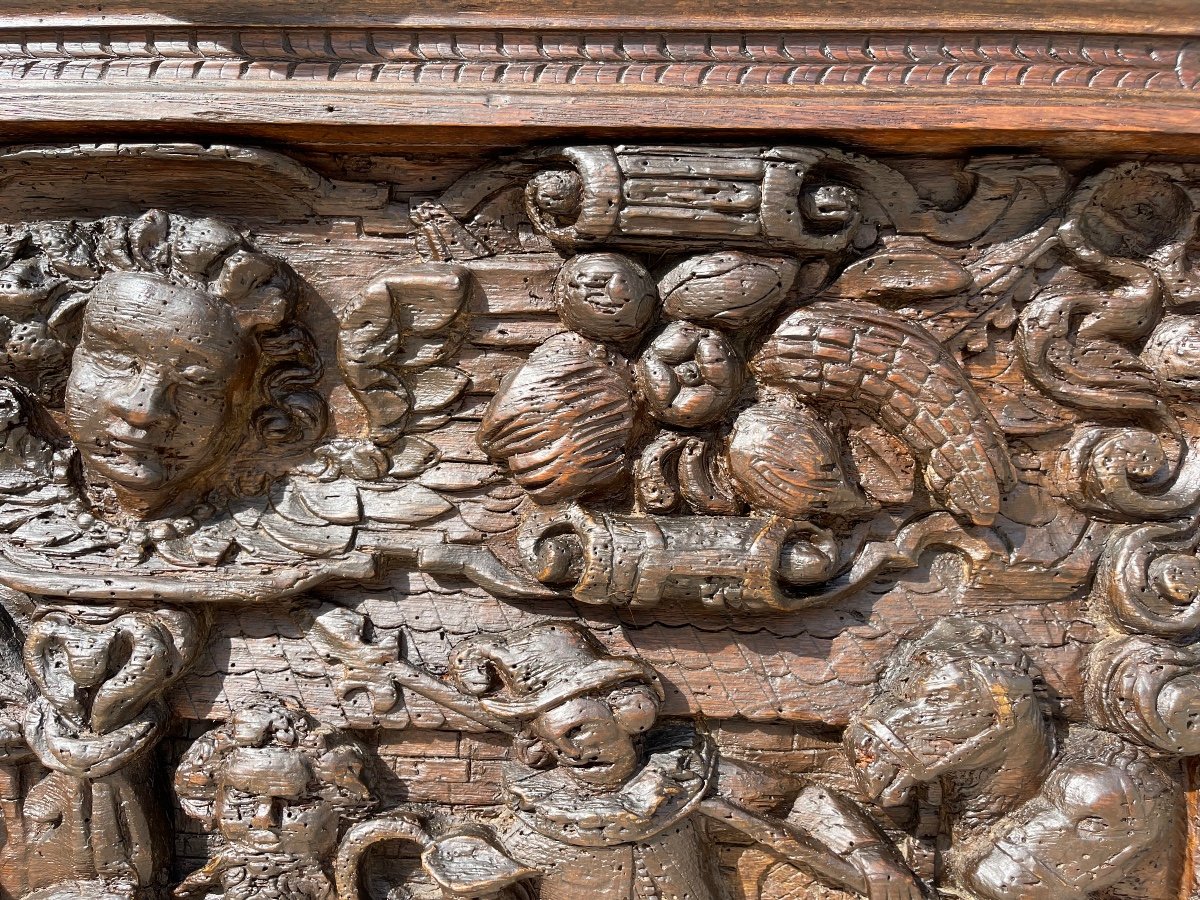 XVIe Siècle - Bas Relief en Chêne Sculpté -photo-4