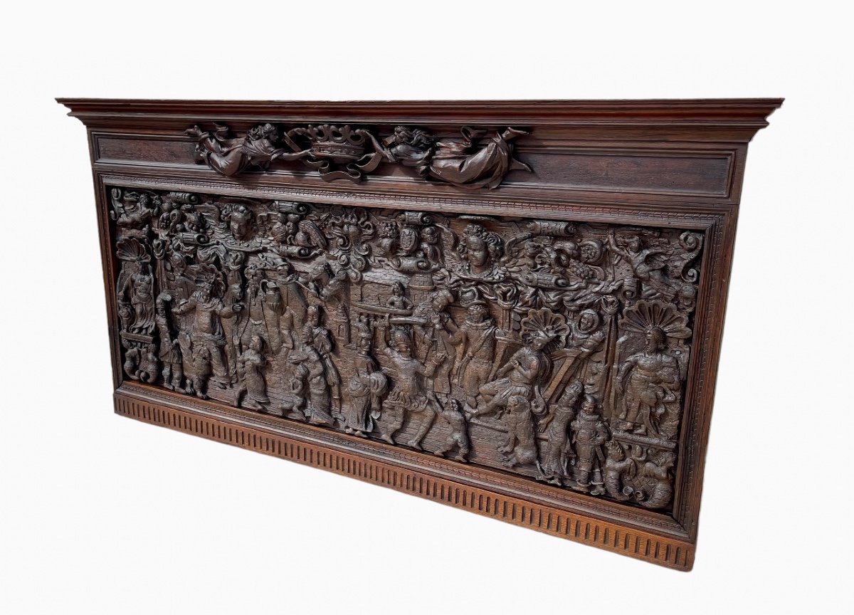 XVIe Siècle - Bas Relief en Chêne Sculpté -photo-7