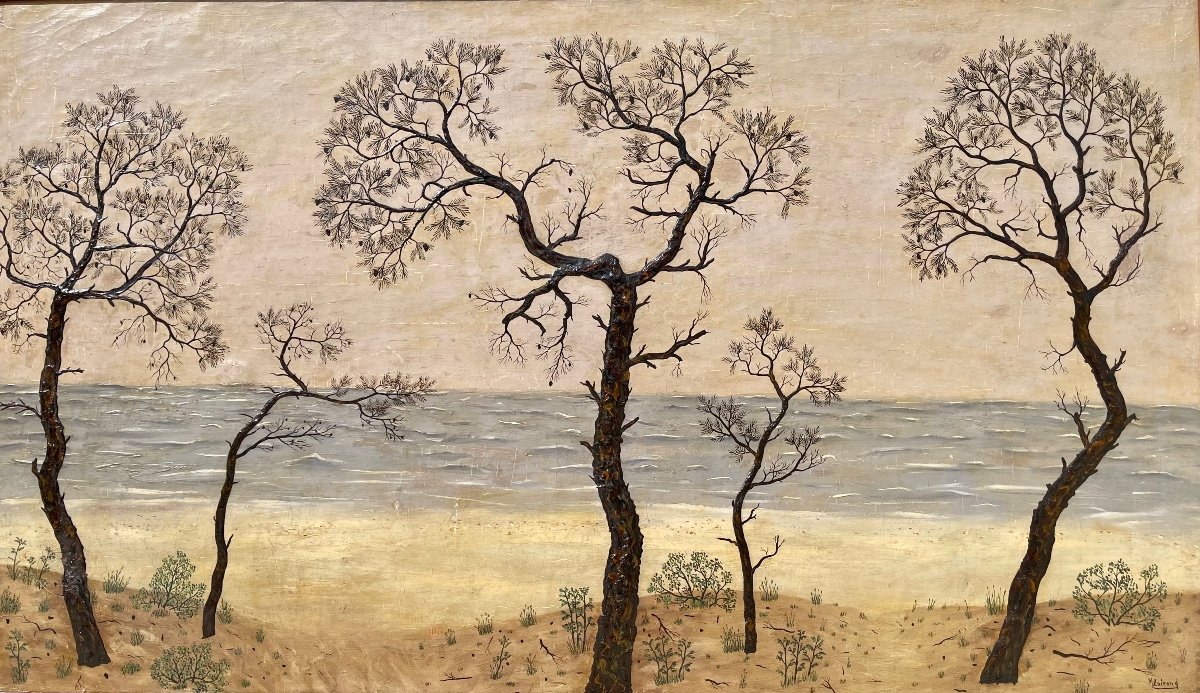 Maurice LOIRAND - Bord de Mer, Huile sur Toile -photo-2