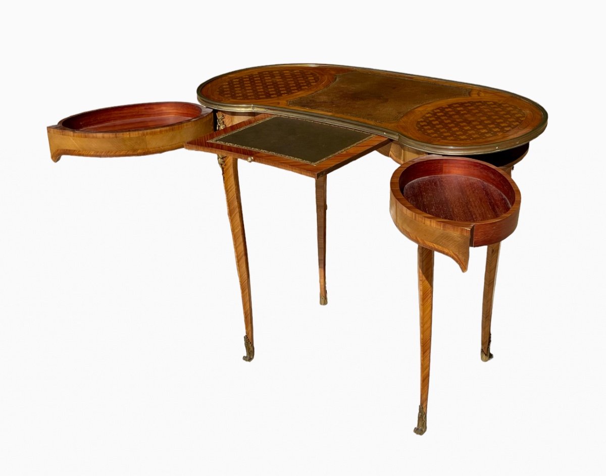 Table Bureau en Marqueterie et Bronze Style Louis XV-photo-3