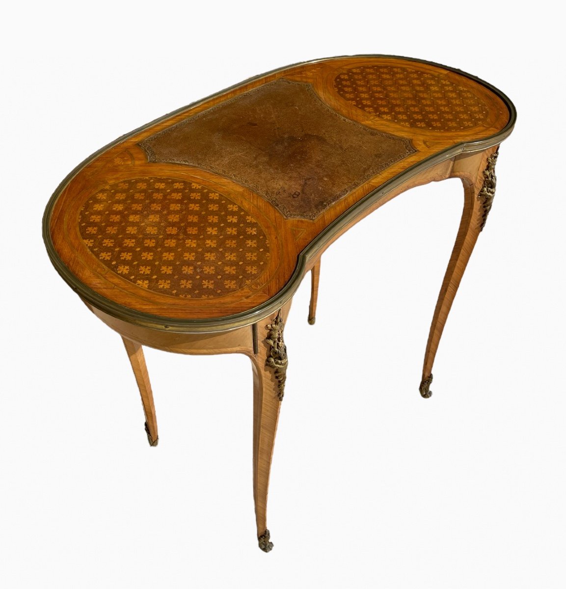 Table Bureau en Marqueterie et Bronze Style Louis XV-photo-2