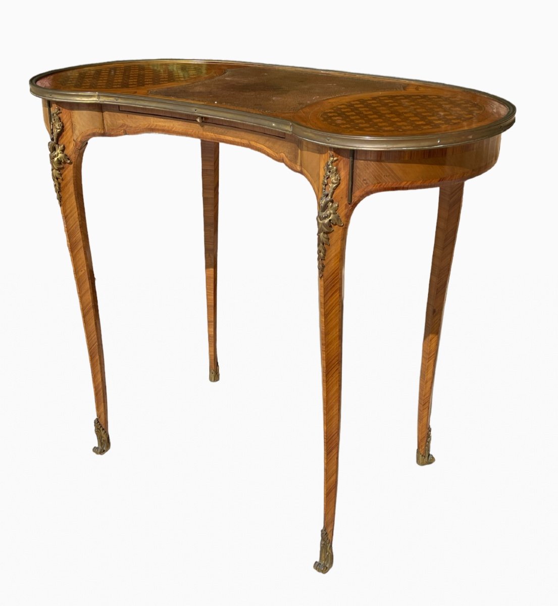 Table Bureau en Marqueterie et Bronze Style Louis XV-photo-2