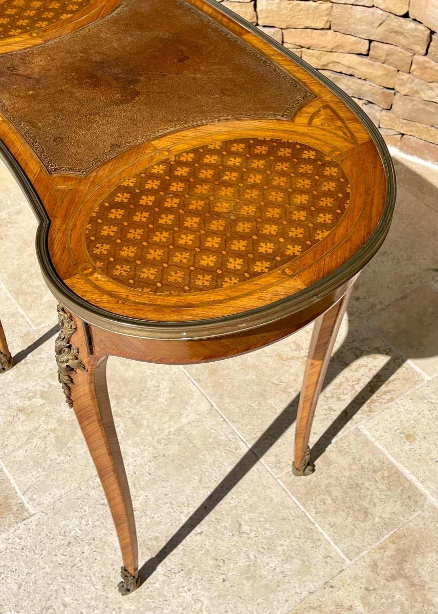 Table Bureau en Marqueterie et Bronze Style Louis XV-photo-3