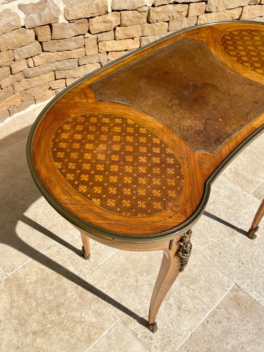 Table Bureau en Marqueterie et Bronze Style Louis XV-photo-5