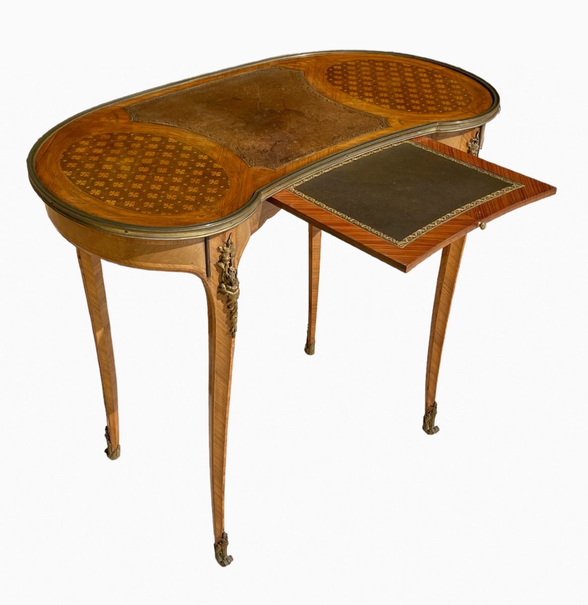 Table Bureau en Marqueterie et Bronze Style Louis XV