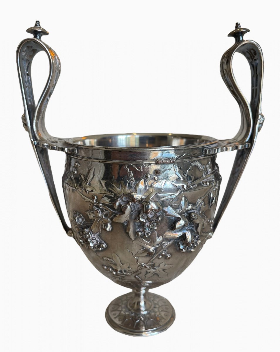 BARBEDIENNE & SEVIN - Coupe Canthare / Vase en Bronze Argenté -photo-6