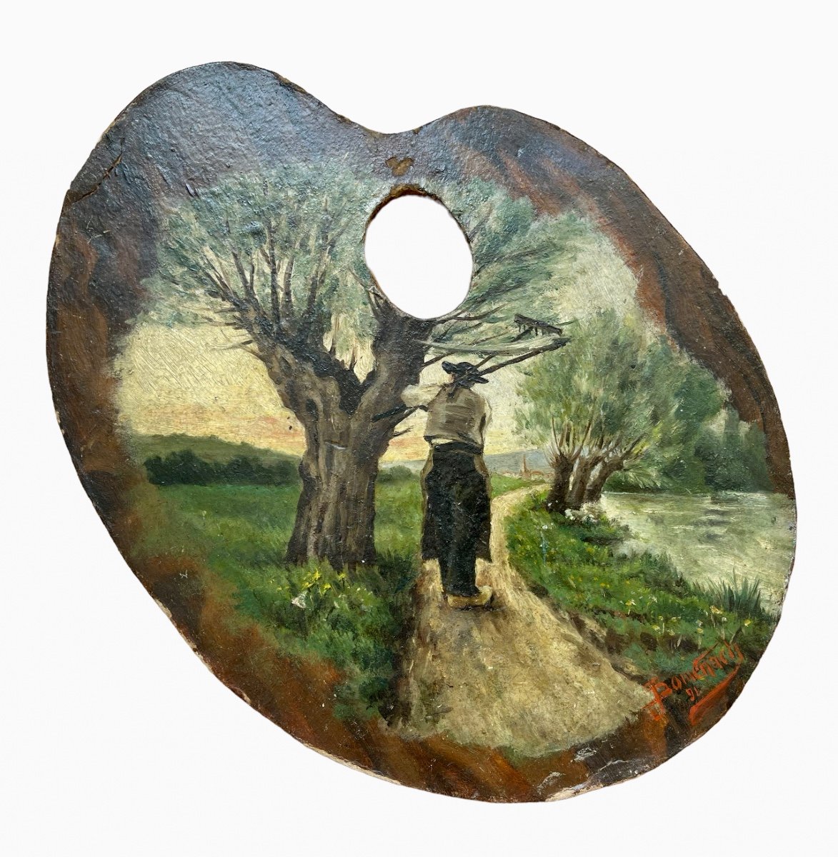 Domenach - Pair Of Paintings, Oil On Cardboard-photo-1