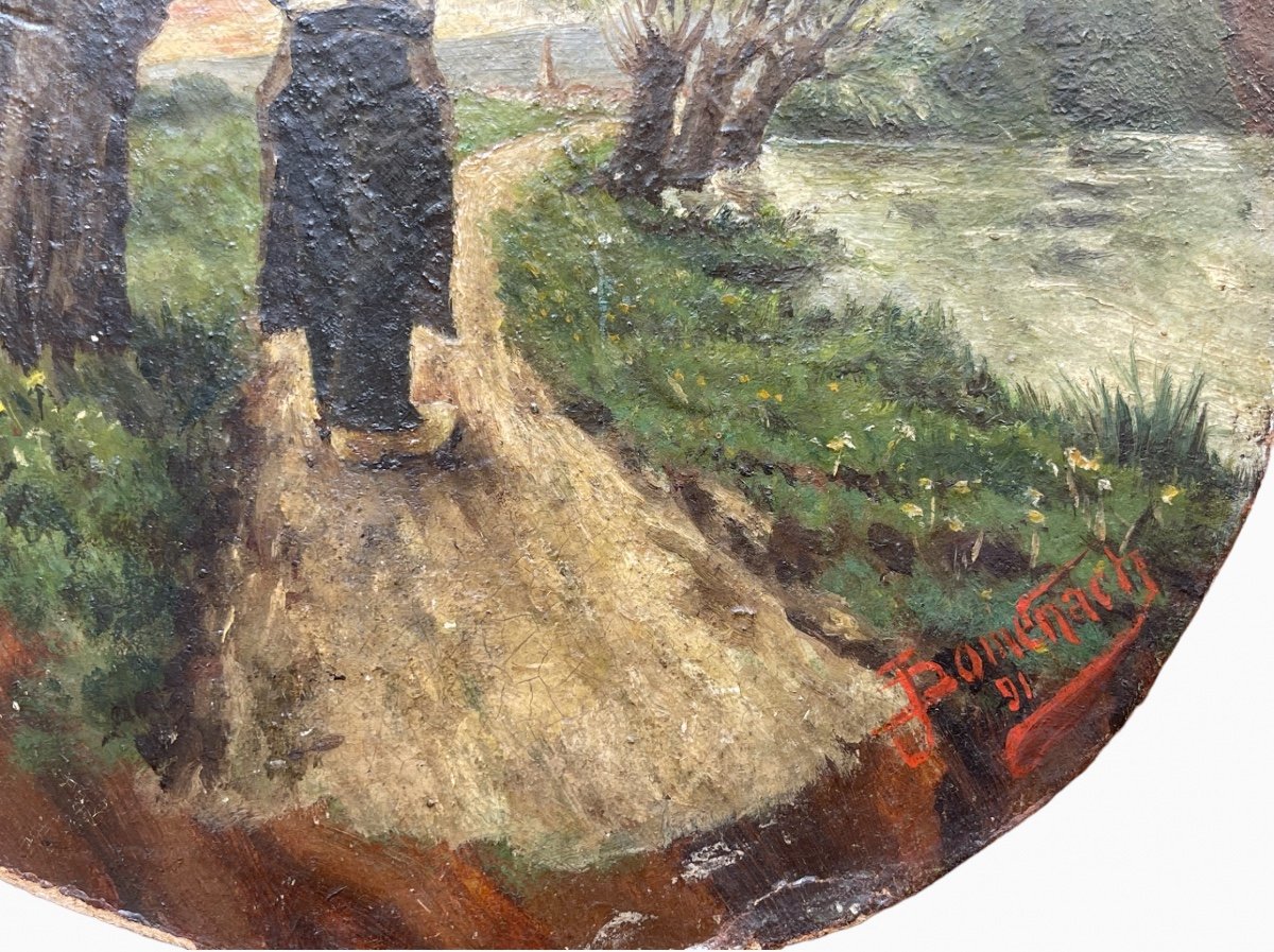 Domenach - Pair Of Paintings, Oil On Cardboard-photo-3