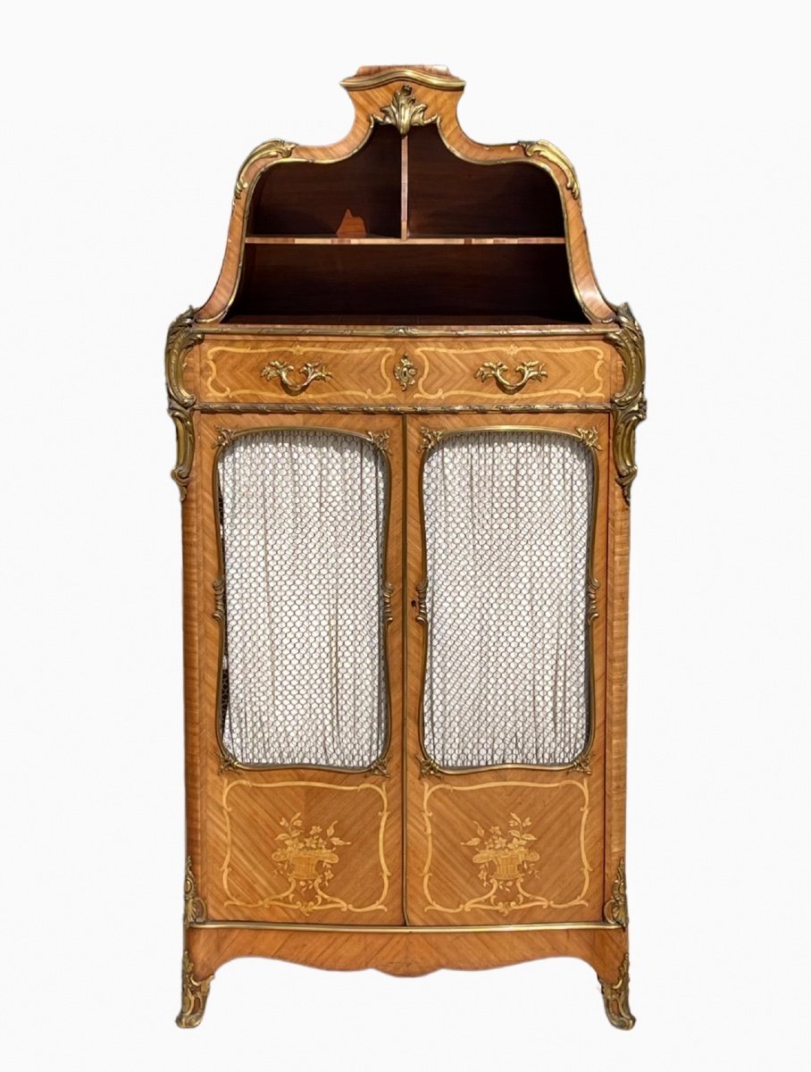 Théodore MILLET - Cabinet Cartonnier Vitrine Style Louis XV