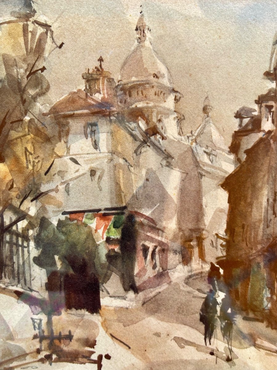 René Delame - Watercolor, Montmartre-photo-4