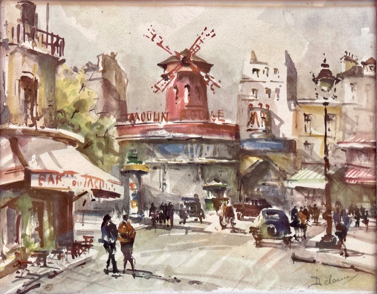 René Delame - Watercolor, The Moulin Rouge-photo-2