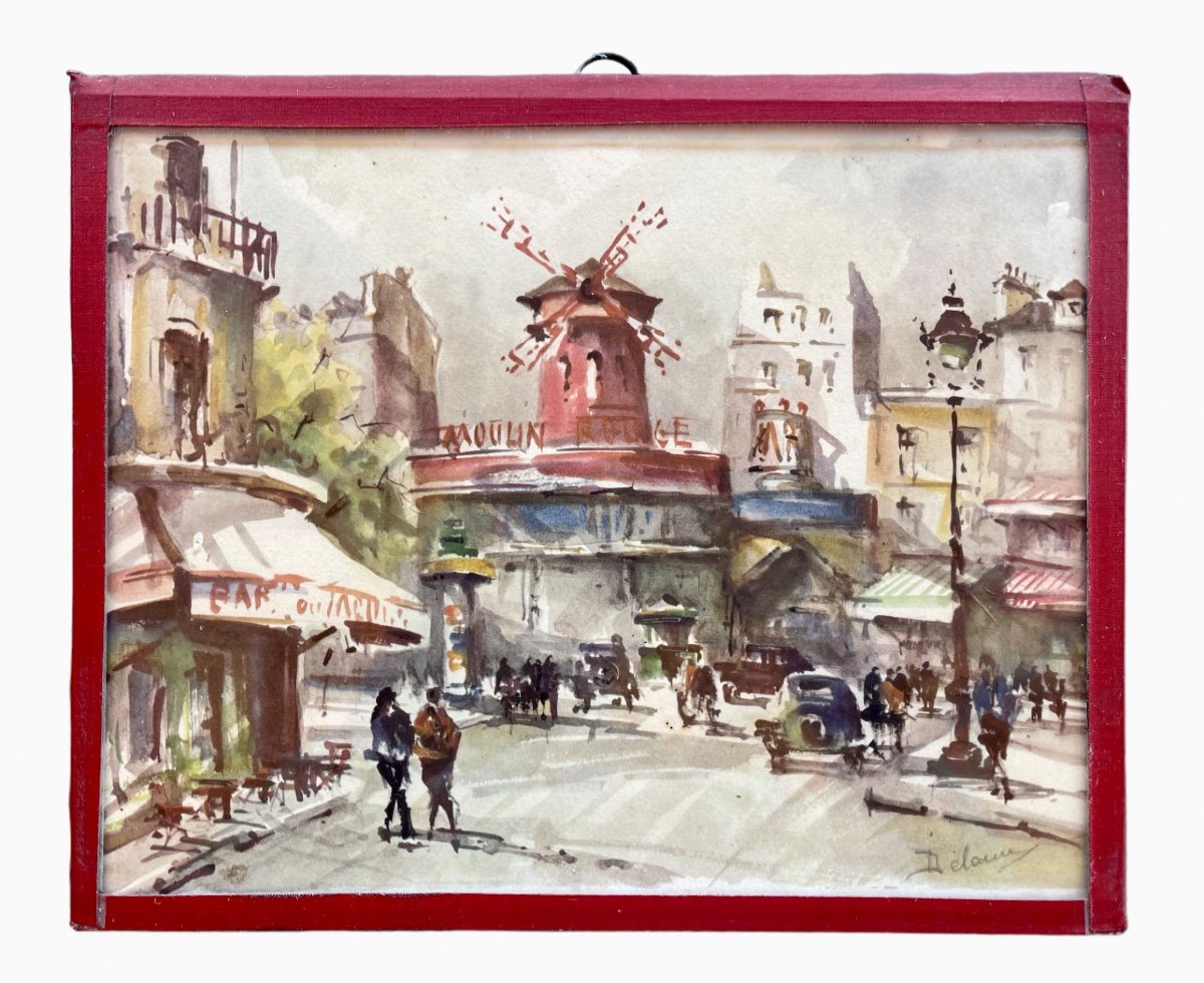René Delame - Watercolor, The Moulin Rouge