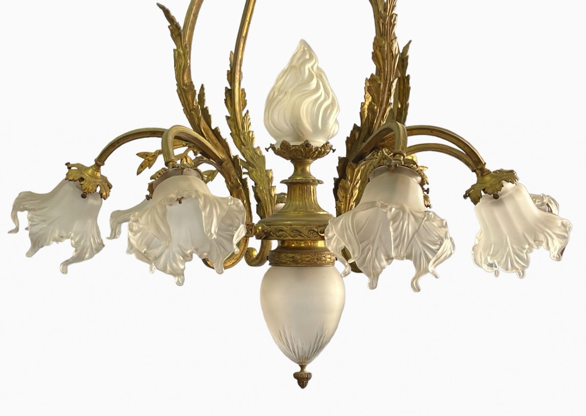 Lustre en Bronze de Style Louis XVI-photo-2